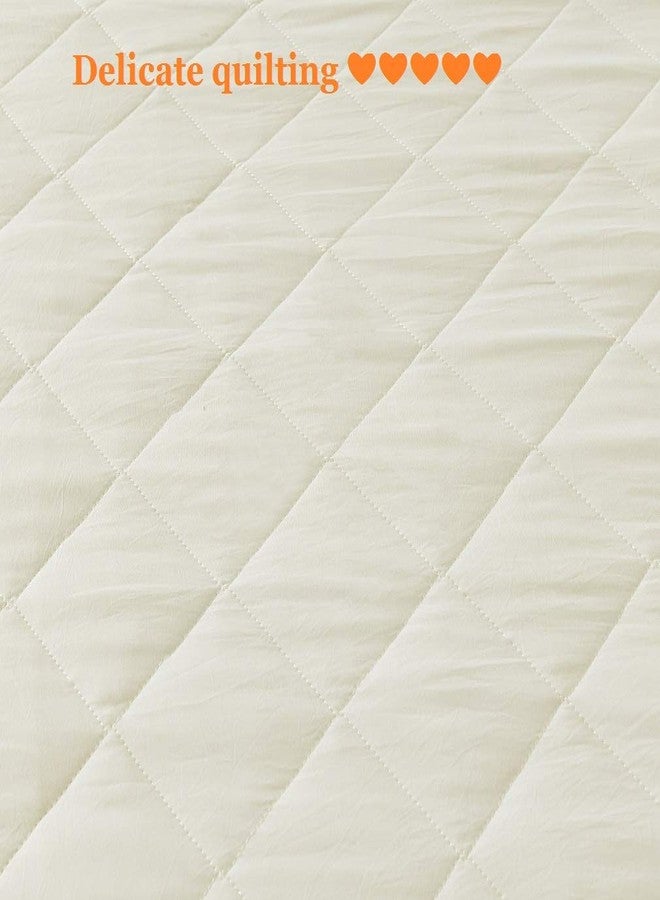 QSH Queen's House Ruffle Skirt Bedspread Ivory Elegant Shabby Farmhouse Bedding Ruffled Bed Spreads Queen Size Lightweight 3 Piece - Image 5